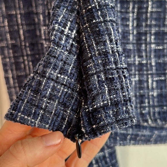 NWT Zara black and blue tweed off the shoulder top size XS - Picture 9 of 9